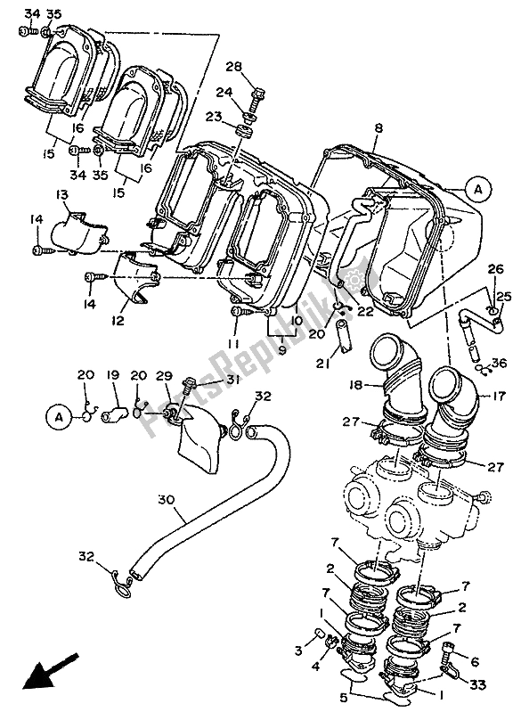 All parts for the Intake of the Yamaha XTZ 750 Supertenere 1993