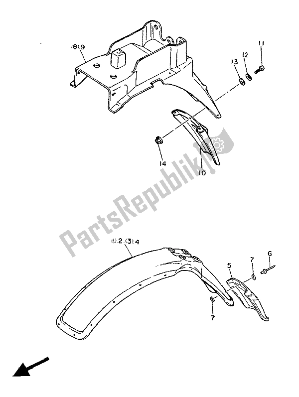 All parts for the Chassis (for Che) of the Yamaha XT 600Z Tenere 1986