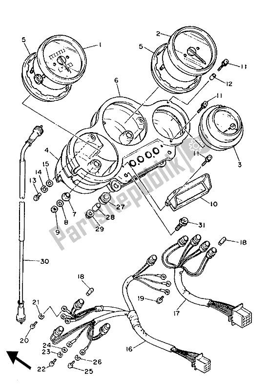 All parts for the Meter of the Yamaha FZ 750R 1988