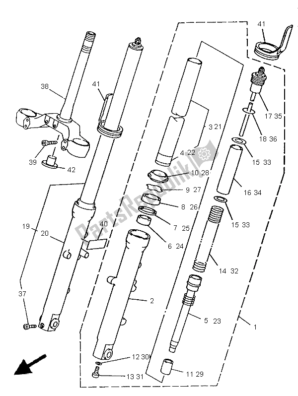 Tutte le parti per il Forcella Anteriore del Yamaha TRX 850 1997