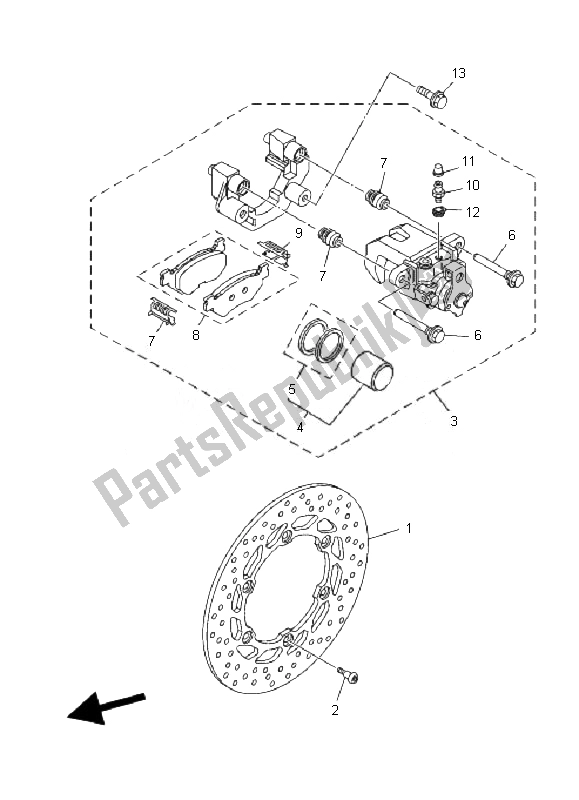 Tutte le parti per il Pinza Freno Posteriore del Yamaha XP 500A T MAX 2010