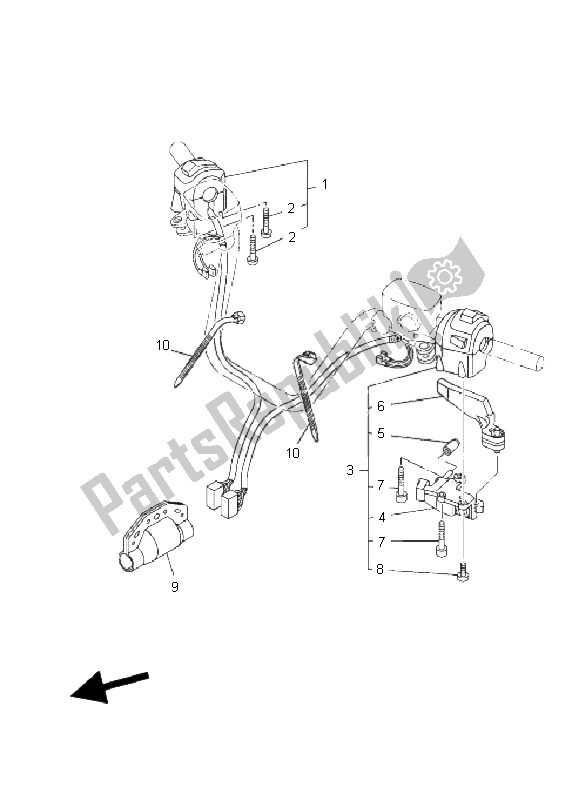 All parts for the Handle Switch & Lever of the Yamaha YP 400A Majesty 2011