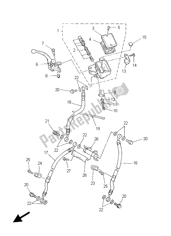 All parts for the Front Master Cylinder of the Yamaha FZS 600 Fazer 2003