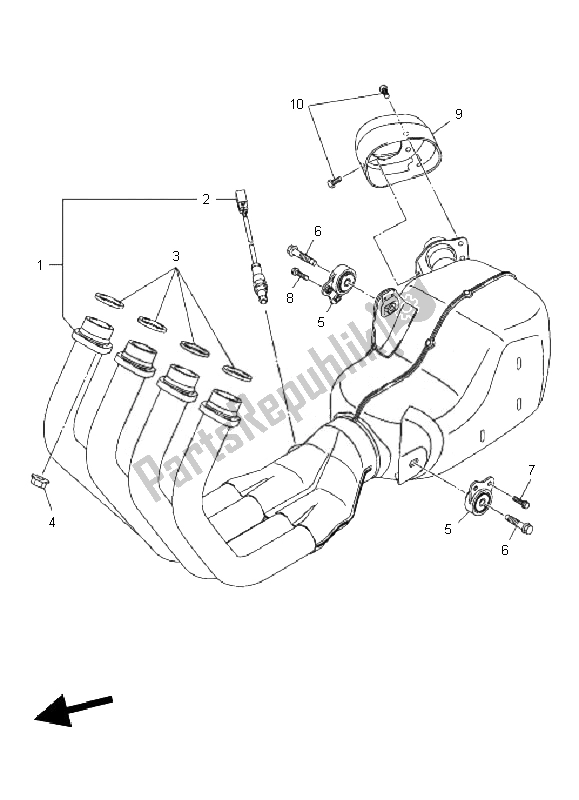 Alle onderdelen voor de Uitlaat van de Yamaha XJ6 NA 600 2010