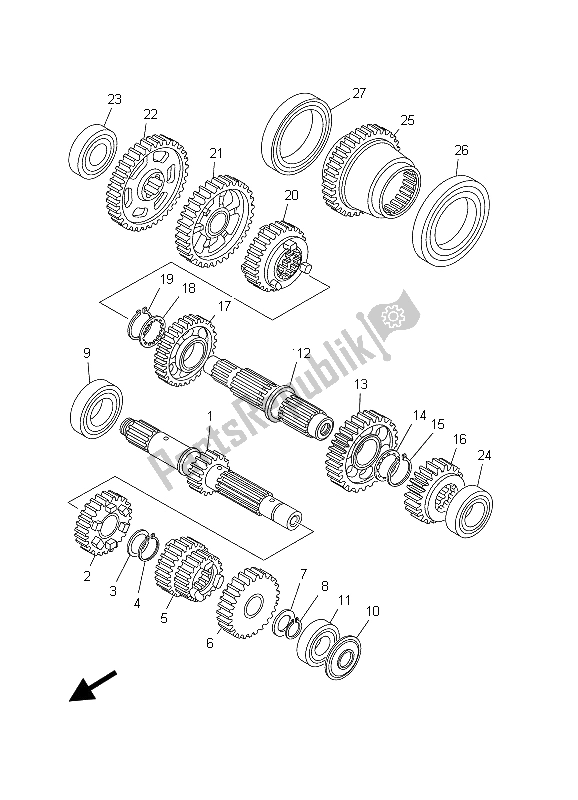 Alle onderdelen voor de Overdragen van de Yamaha BT 1100 2003