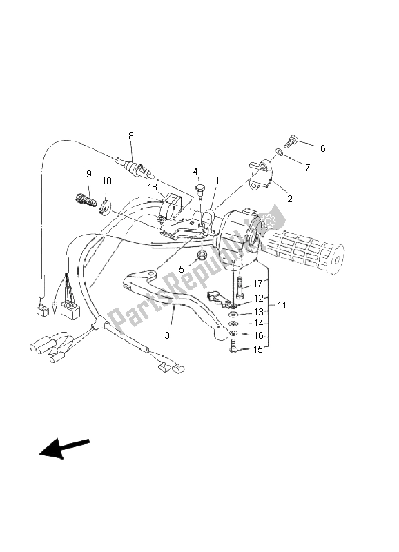 All parts for the Handle Switch & Lever of the Yamaha YFM 450F Kodiak 4X4 2003