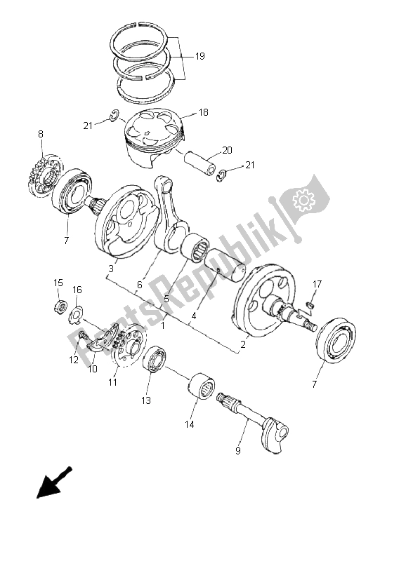 Todas las partes para Cigüeñal Y Pistón de Yamaha YZ 426F 2001