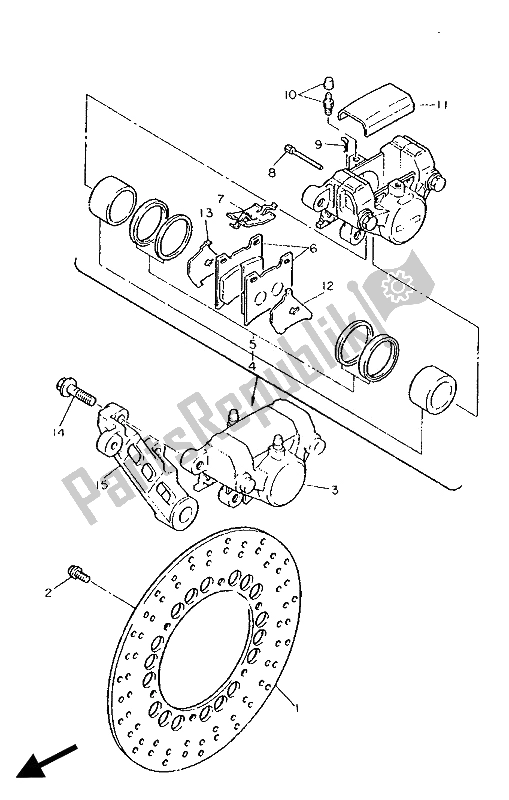 Tutte le parti per il Pinza Freno Posteriore del Yamaha FZ 750 Genesis 1990