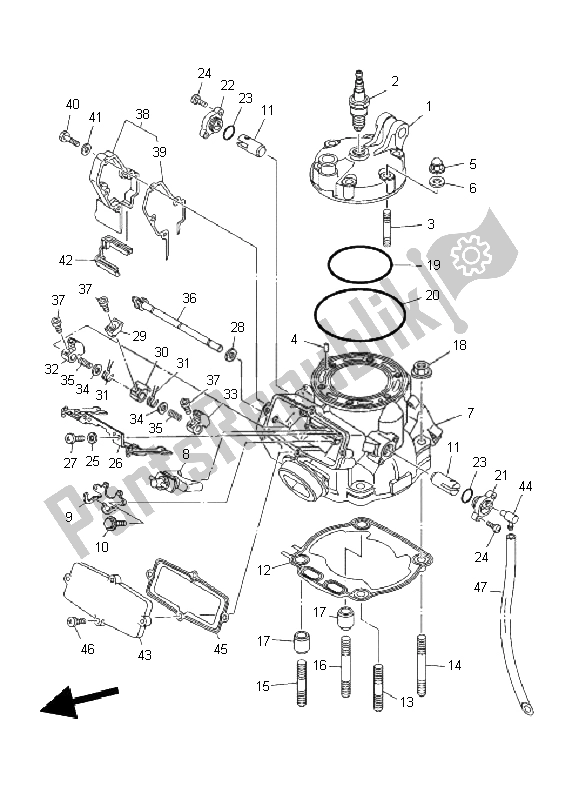 Alle onderdelen voor de Cilinderkop van de Yamaha YZ 250 2011