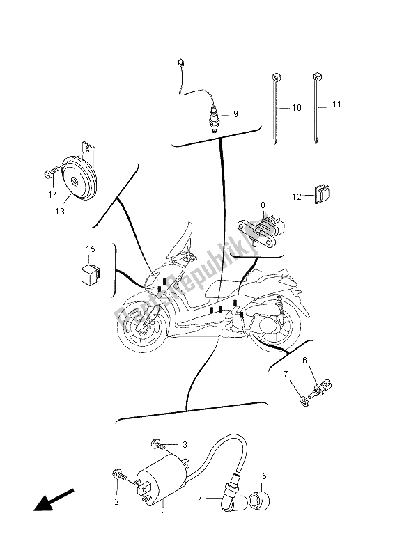 All parts for the Electrical 2 of the Yamaha VP 125 X City 2012