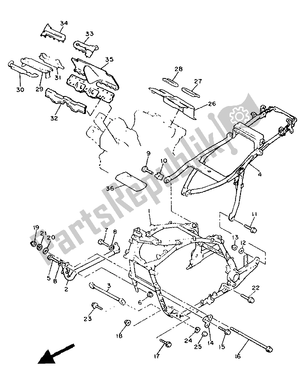 Toutes les pièces pour le Cadre du Yamaha XVZ 13 TD Venture Royal 1300 1989