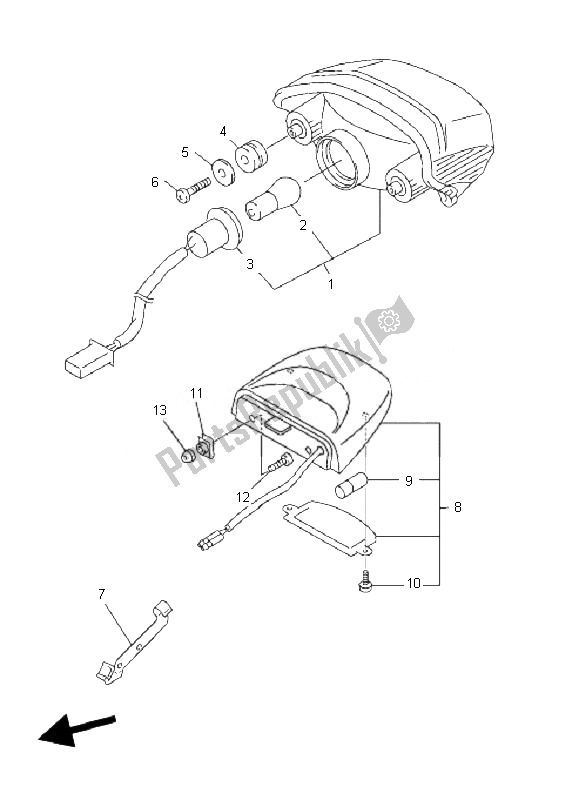 Todas as partes de Luz Traseira do Yamaha FZ6 Nahg 600 2007