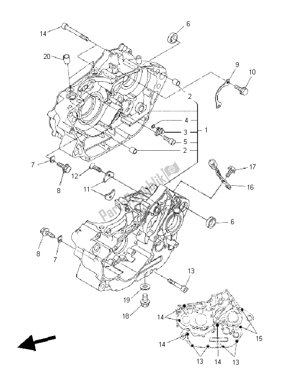 All parts for the Crankcase of the Yamaha WR 250R 2011