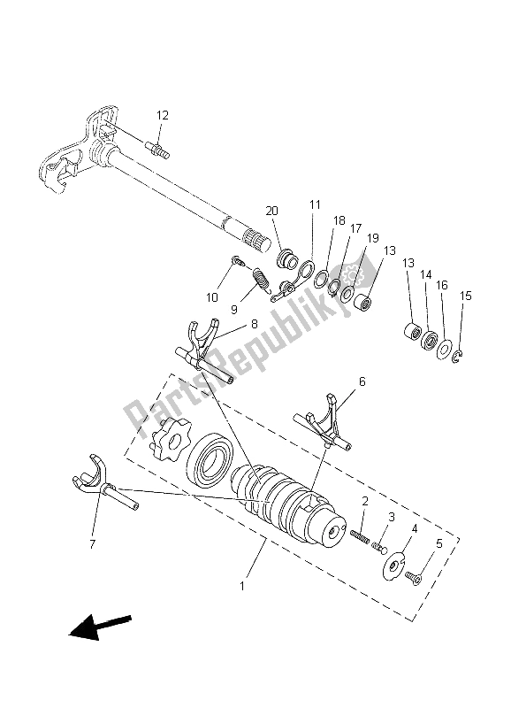All parts for the Shift Cam & Fork of the Yamaha XT 660R 2006
