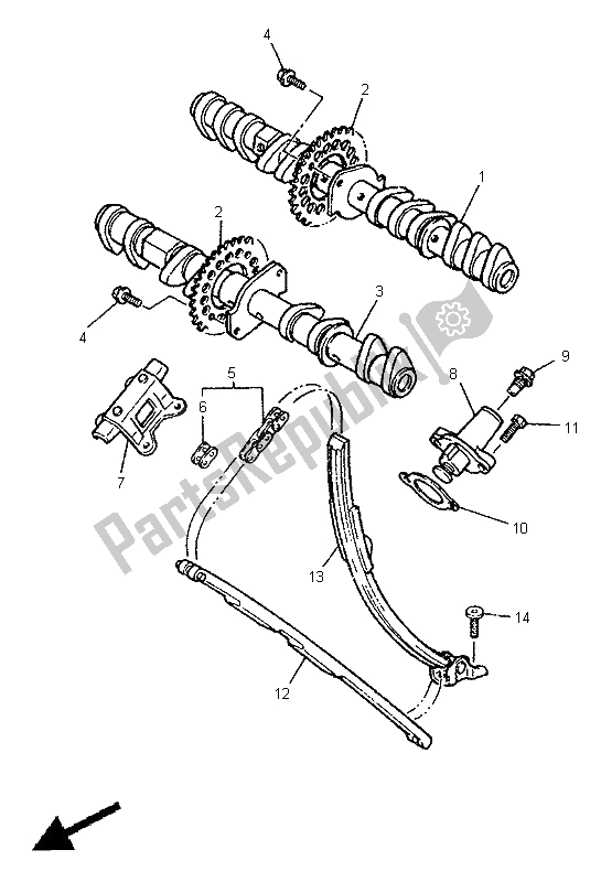 All parts for the Camshaft & Chain of the Yamaha GTS 1000 1998