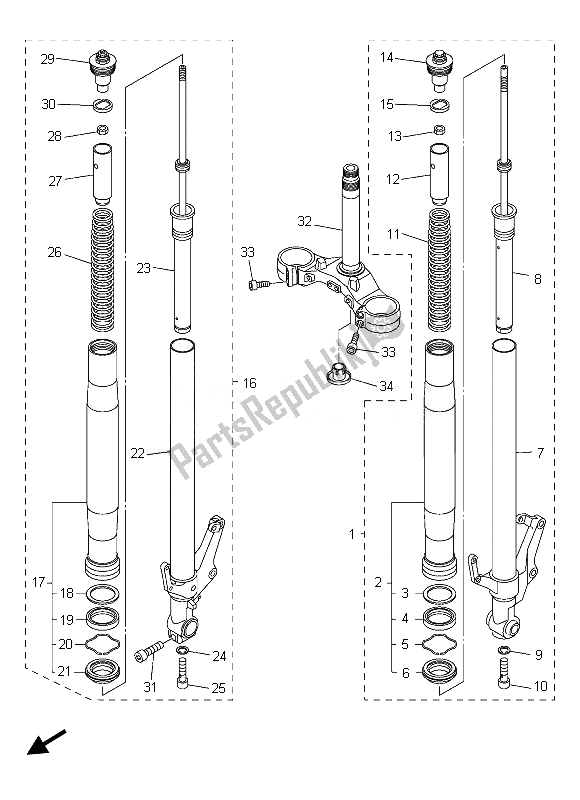 Todas las partes para Tenedor Frontal de Yamaha FZ8 S 800 2013