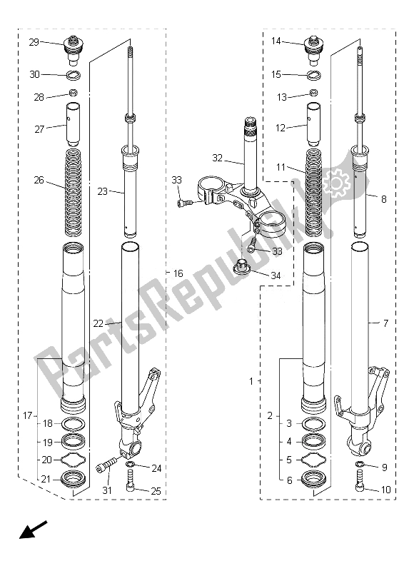 Tutte le parti per il Forcella Anteriore del Yamaha FZ8 S 800 2013