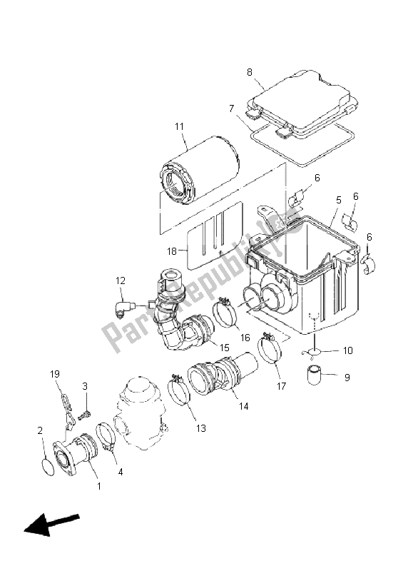 All parts for the Intake of the Yamaha YFM 250 Bear Tracker 2X4 2004