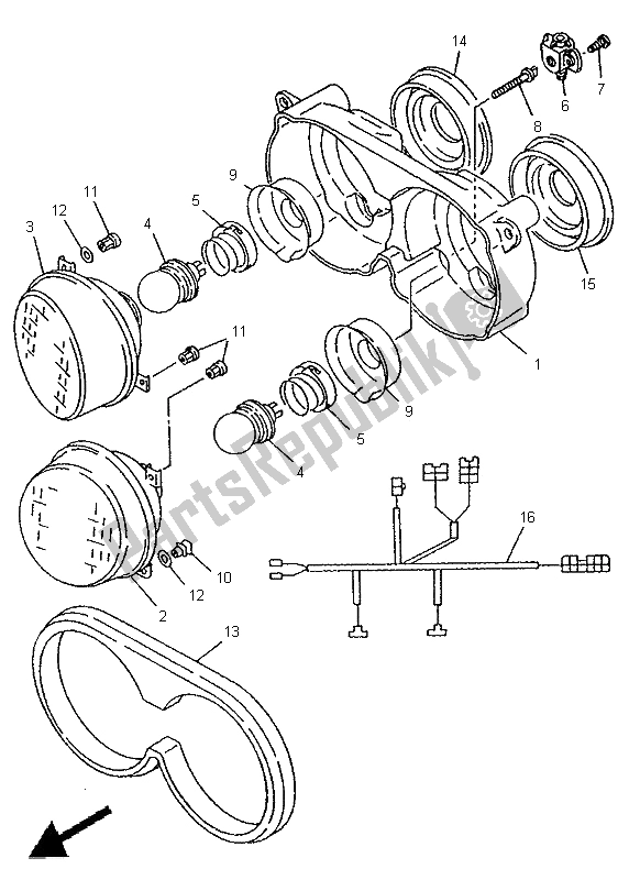 All parts for the Alternate Headlight (austria) of the Yamaha TDM 850 1995