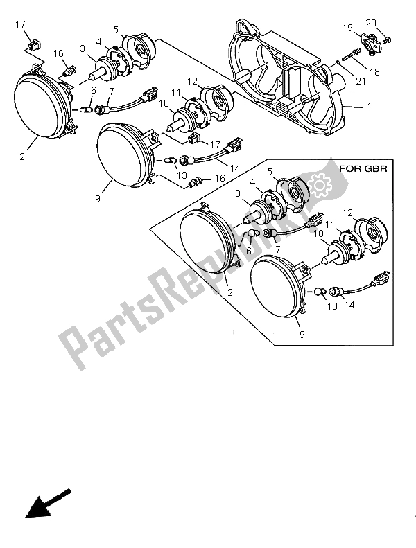 Wszystkie części do Reflektor Yamaha TDR 125 1997