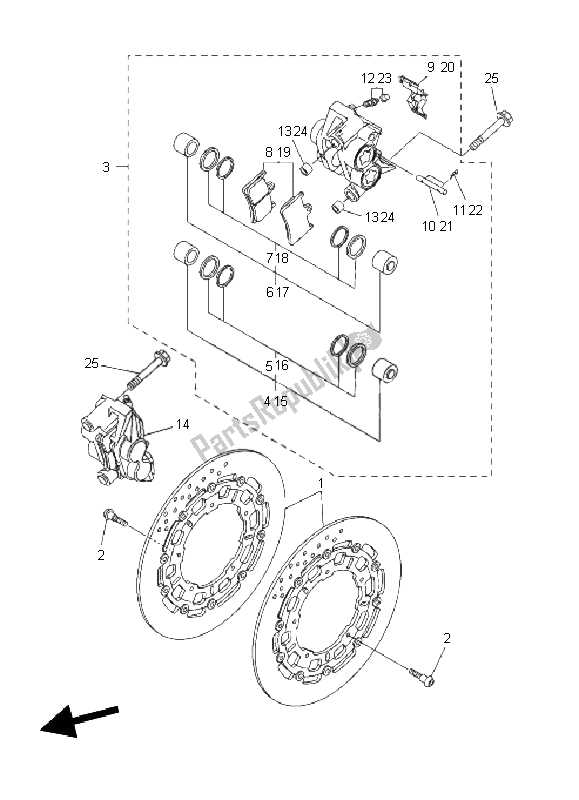 Tutte le parti per il Pinza Freno Anteriore del Yamaha YZF R6 600 2011