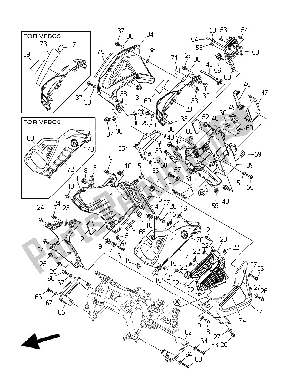 All parts for the Cowling of the Yamaha XT 1200Z 2010