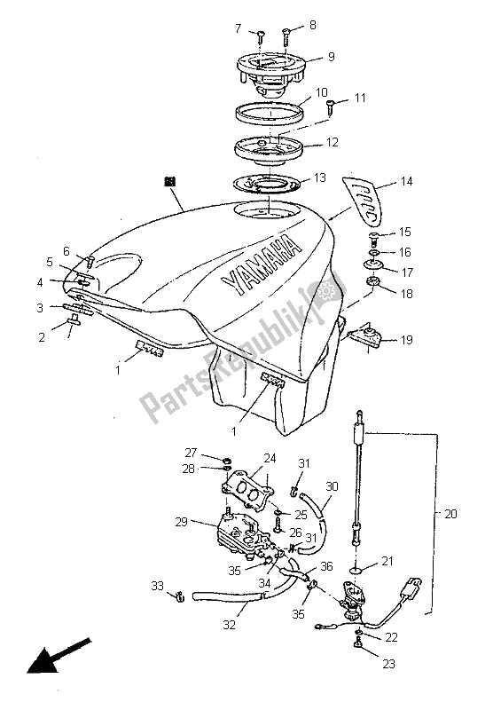 Todas las partes para Depósito De Combustible de Yamaha SZR 660 1995