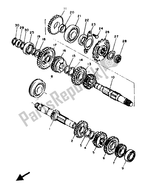 All parts for the Transmission of the Yamaha XTZ 660 Tenere 1992
