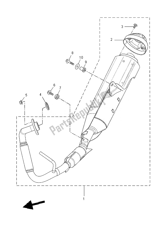 All parts for the Exhaust of the Yamaha YZF R 125 2010