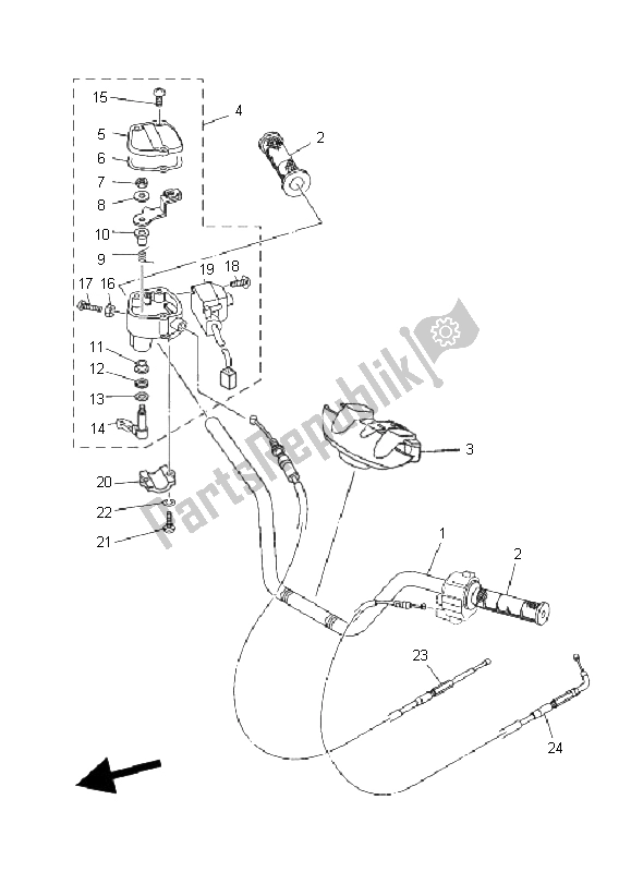 Alle onderdelen voor de Stuurhendel En Kabel van de Yamaha YFM 450 FX Wolverine 4X4 2008