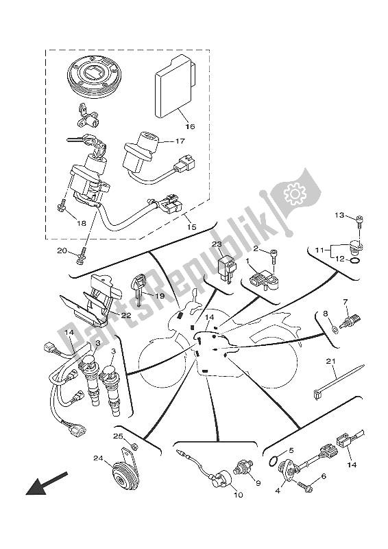 All parts for the Electrical 2 of the Yamaha MT-07 A 700 2016