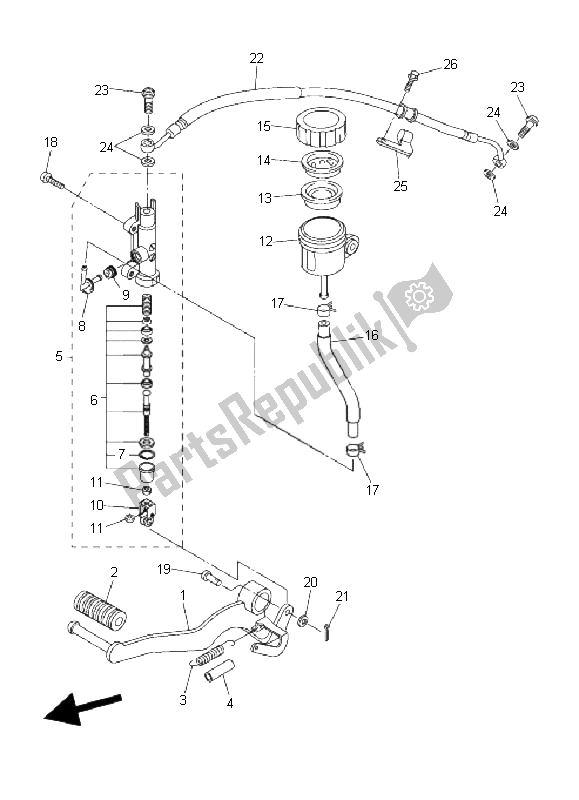 Tutte le parti per il Pompa Freno Posteriore del Yamaha FZ1 N Fazer 1000 2006