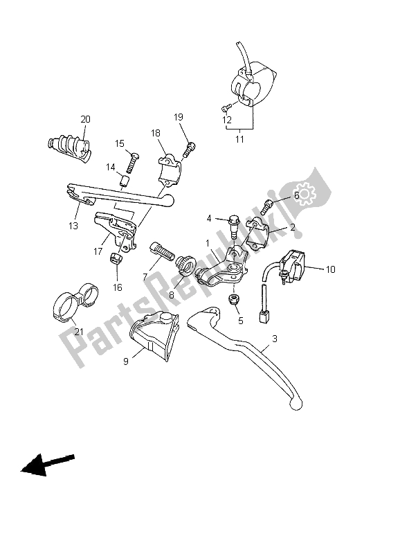 Todas as partes de Manípulo Interruptor E Alavanca do Yamaha WR 250F 2002