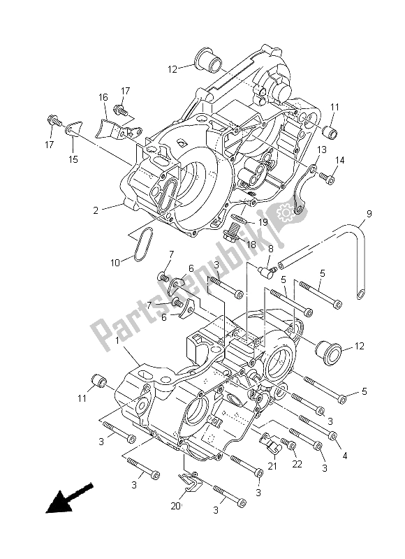 All parts for the Crankcase of the Yamaha YZ 250 2014