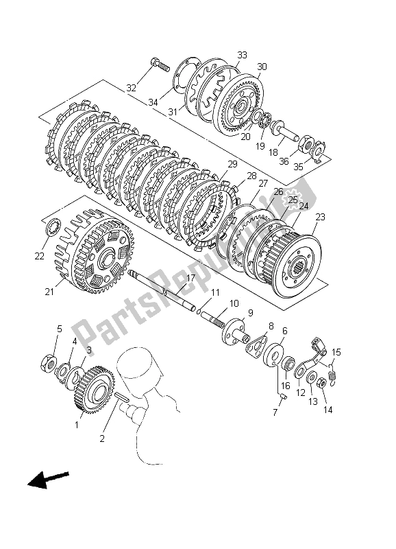 Alle onderdelen voor de Koppeling van de Yamaha BT 1100 Bulldog 2006