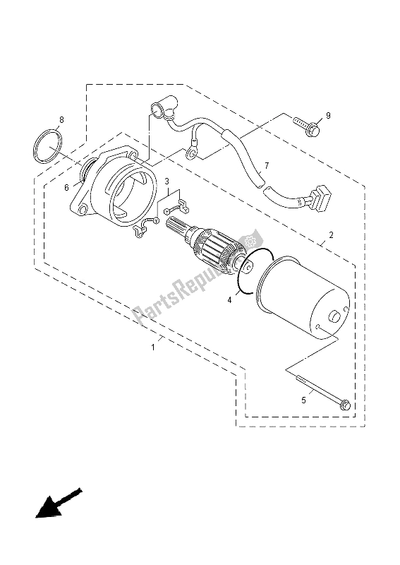 All parts for the Starting Motor of the Yamaha YN 50 FU 2014