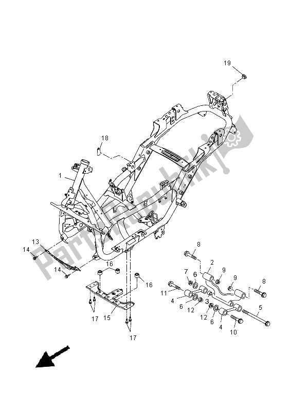 All parts for the Frame of the Yamaha YP 250 RA 2015