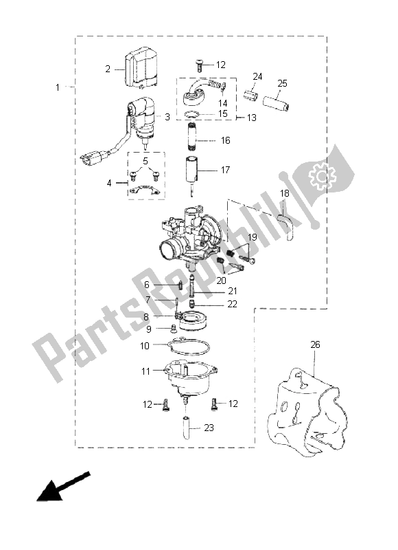 Tutte le parti per il Carburatore del Yamaha CW 50 2011