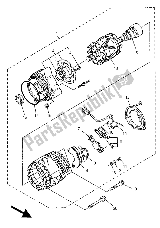 All parts for the Generator of the Yamaha XJ 900S Diversion 1996