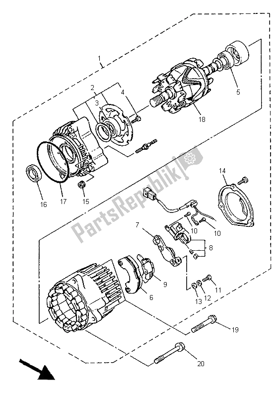 Toutes les pièces pour le Générateur du Yamaha XJ 900S Diversion 1996