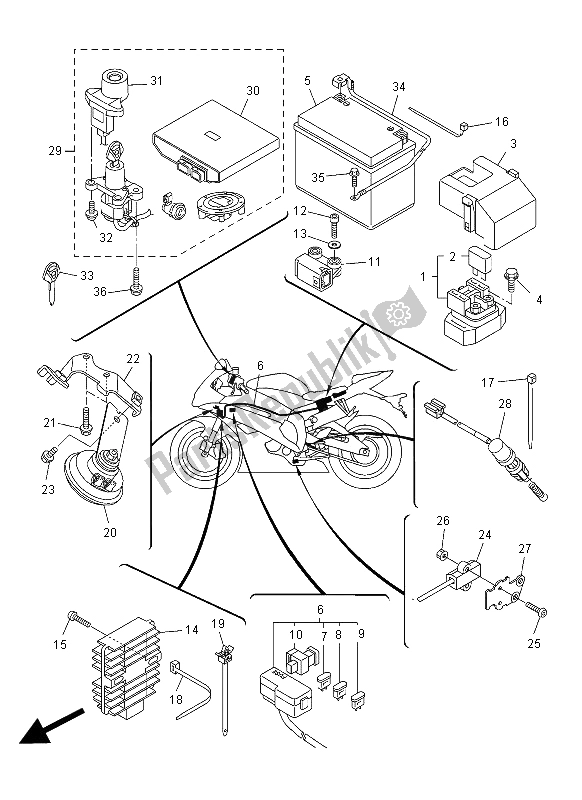 All parts for the Electrical 2 of the Yamaha YZF R6 600 2014