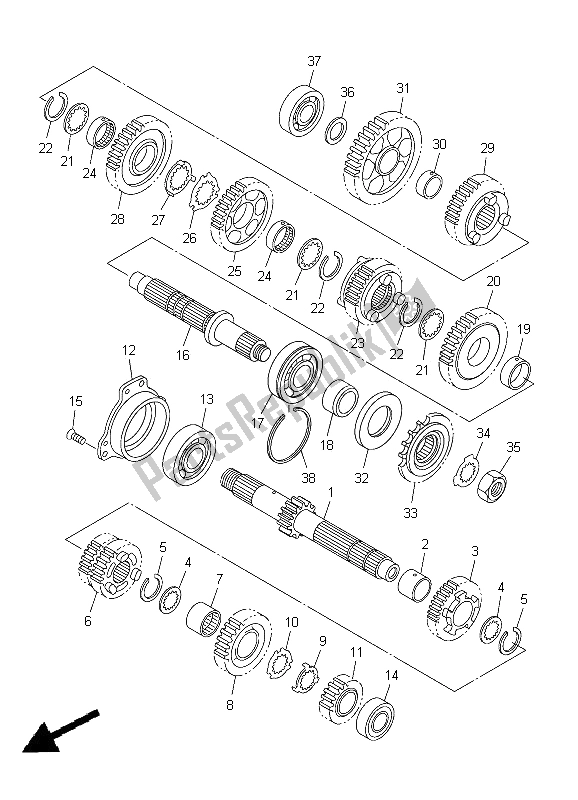 All parts for the Transmission of the Yamaha YZF R6 600 2005