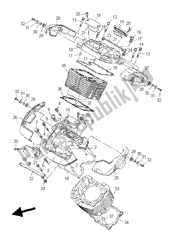 Todas as partes de Cilindro do Yamaha XVS 1300A 2011