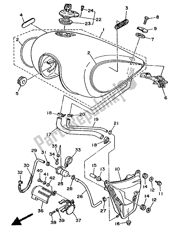 Toutes les pièces pour le Réservoir D'essence du Yamaha XV 1100 Virago 1992