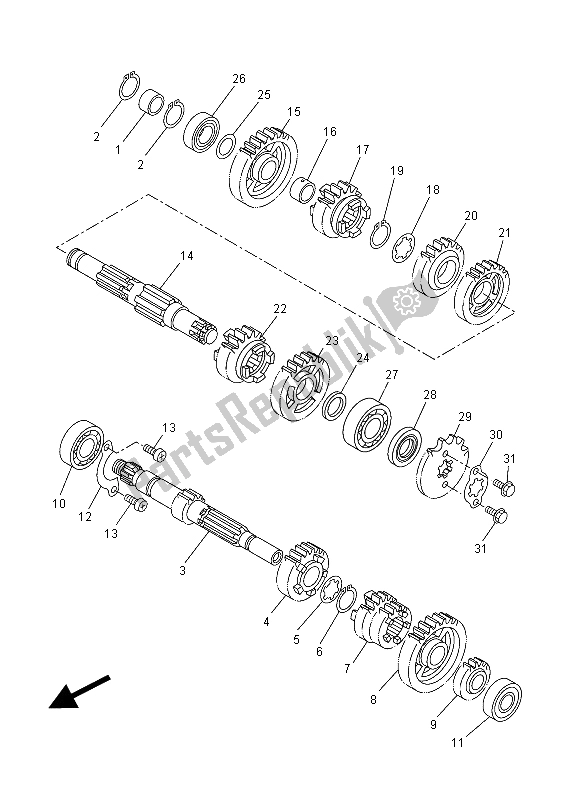 All parts for the Transmission of the Yamaha MT 125 2015