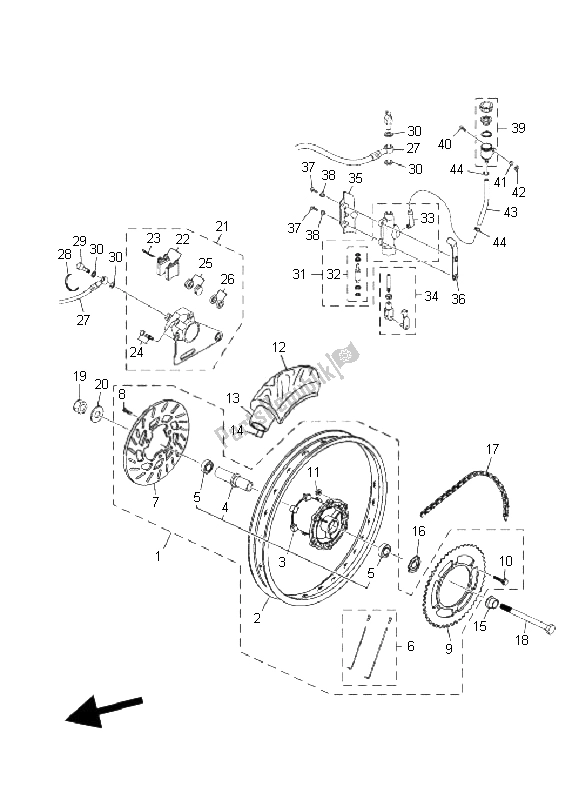 Todas las partes para Rueda Trasera Y Sistema De Frenos de Yamaha XT 125X 2008