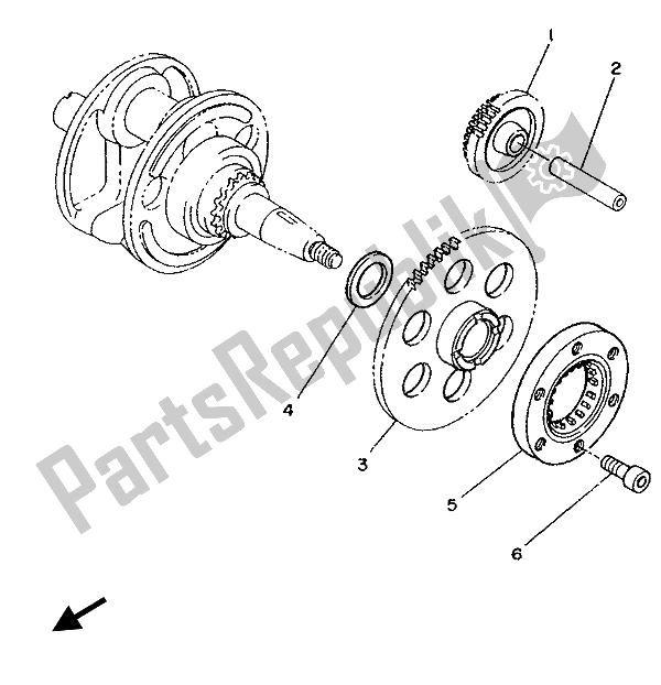 All parts for the Starter Clutch of the Yamaha XV 250 Virago 1994