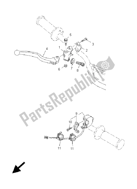 All parts for the Handle Switch & Lever of the Yamaha TT R 90 2005