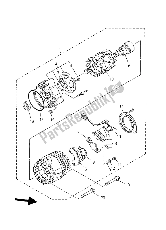 Toutes les pièces pour le Générateur du Yamaha XJR 1300 2006