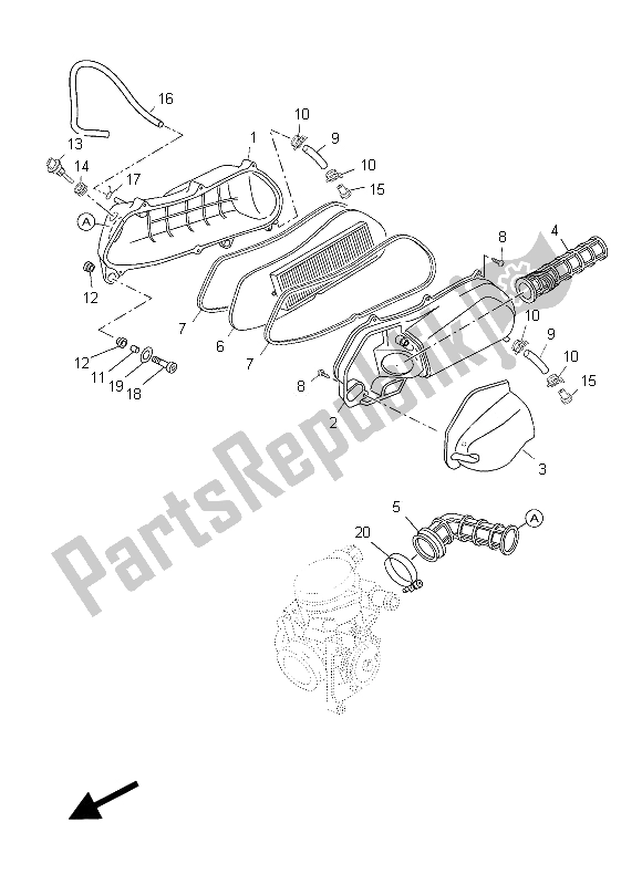 All parts for the Intake 2 of the Yamaha YP 250R X MAX 2012